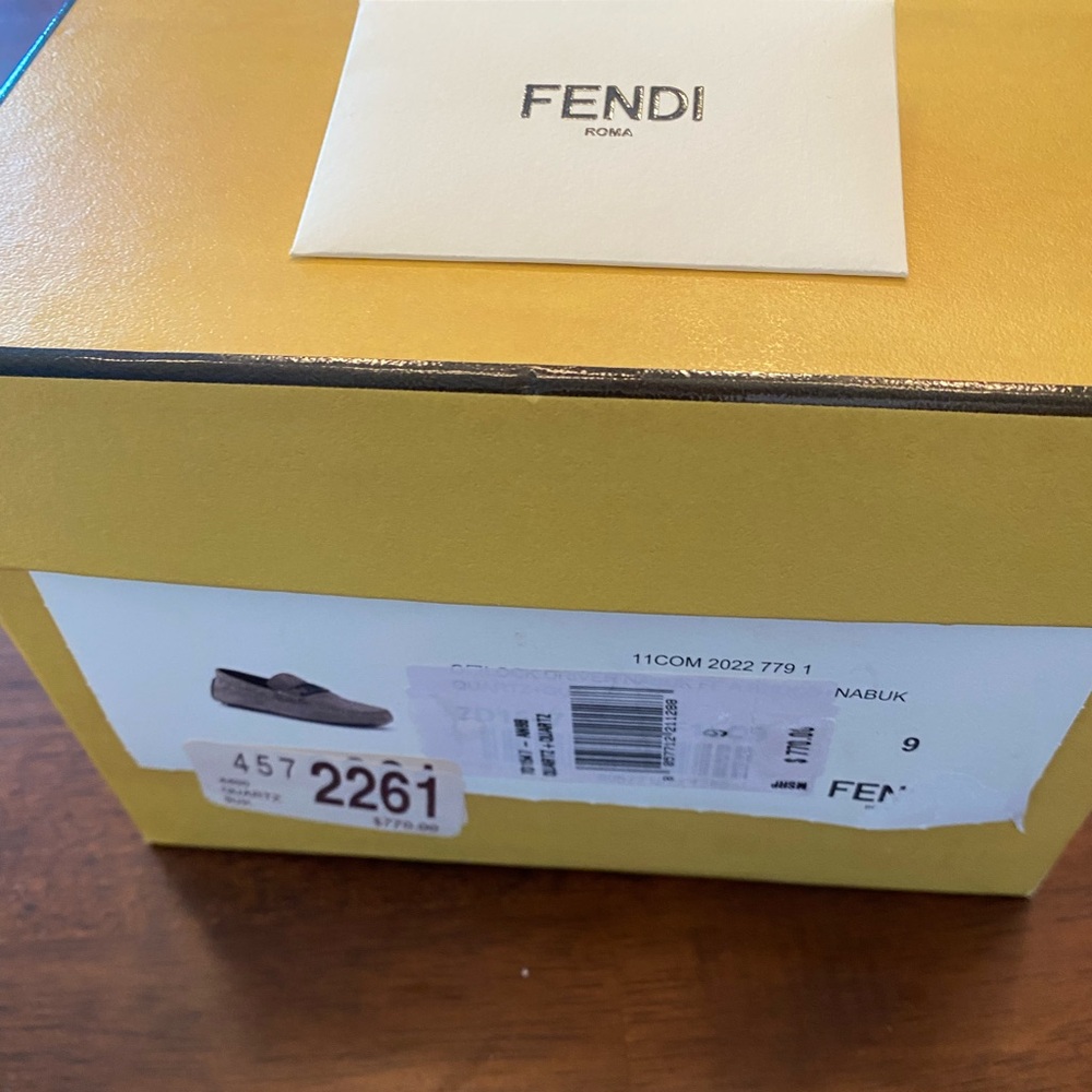 Quartz color Fendi drivers—very comfortable and great with jeans or shorts.